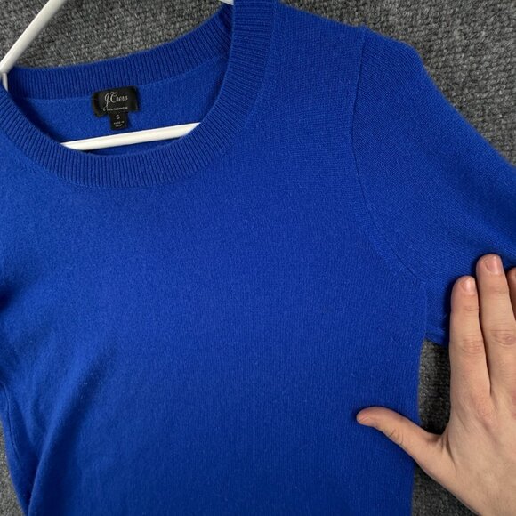J Crew NO HOLES All Cashmere Sweater Vibrant Blue Super Soft Small Knit Adult - Picture 12 of 15